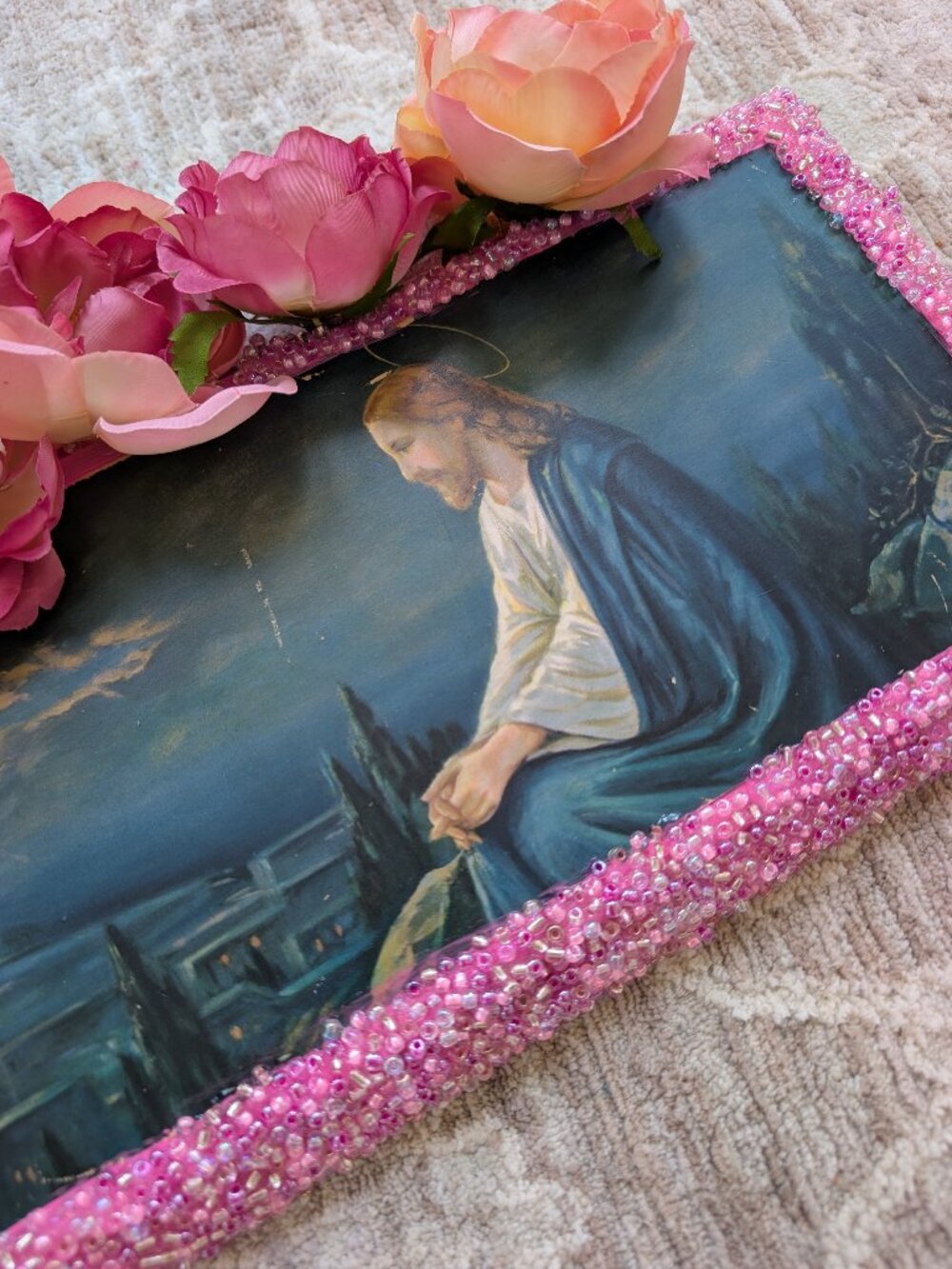 Hand-decorated Jesus plaque